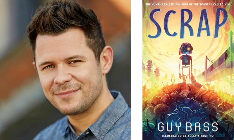 SCRAP by Guy Bass. Book cover and author photo.
