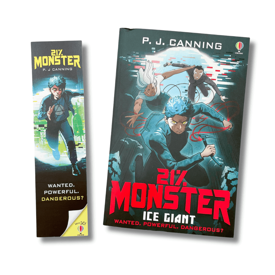 21% Monster: Ice Giant by P. J. Canning and an accompanying bookmark