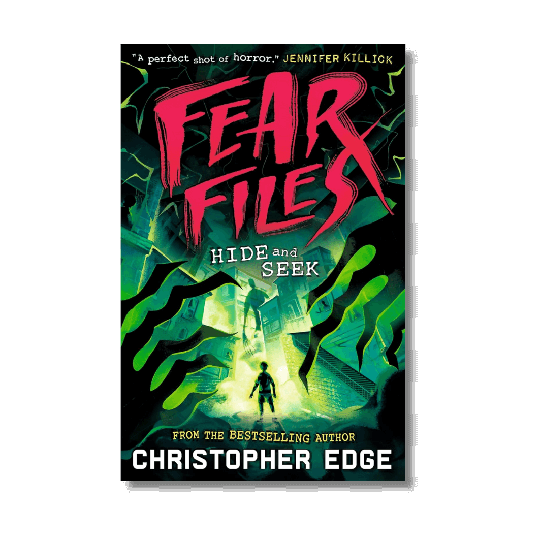 Book cover of 'Fear Files: Hide and Seek' by Christopher Edge with a dark background