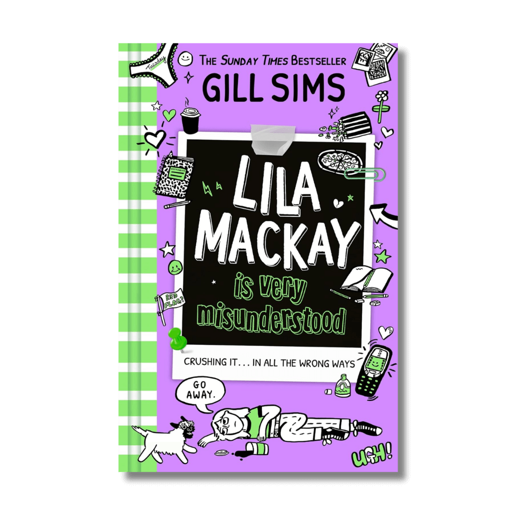 Book cover of 'Lila Mackay is Very Misunderstood' by Gill Sims with colorful design elements.