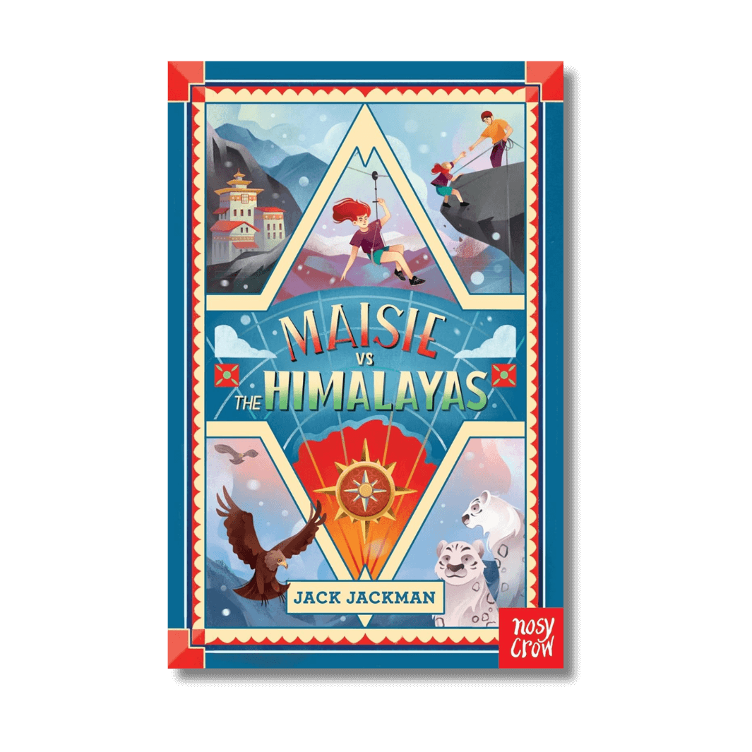 Book cover of 'Maisie vs the Himalayas' by Jack Jackman with colorful design elements.