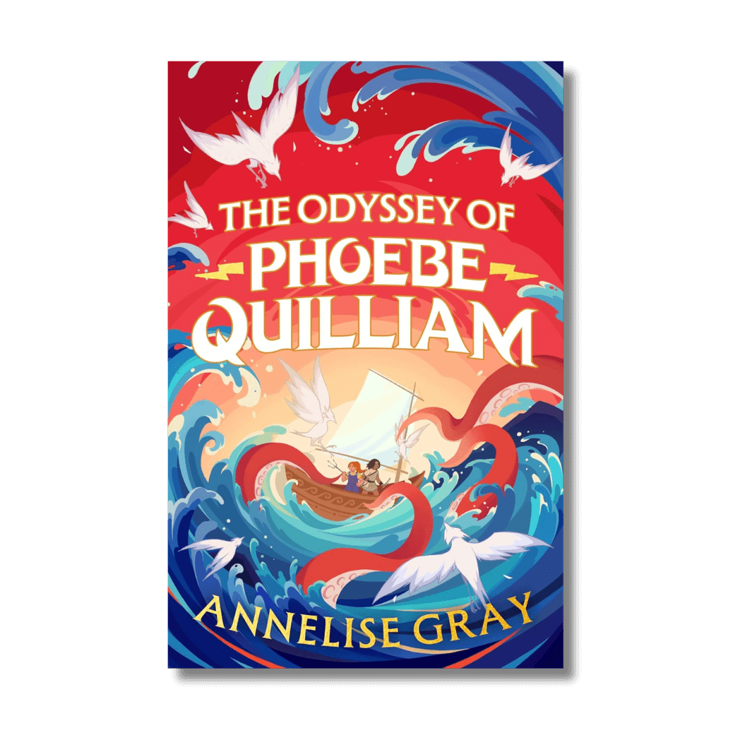 Book cover of 'The Odyssey of Phoebe Quilliam' by Annelise Gray with colorful design elements.