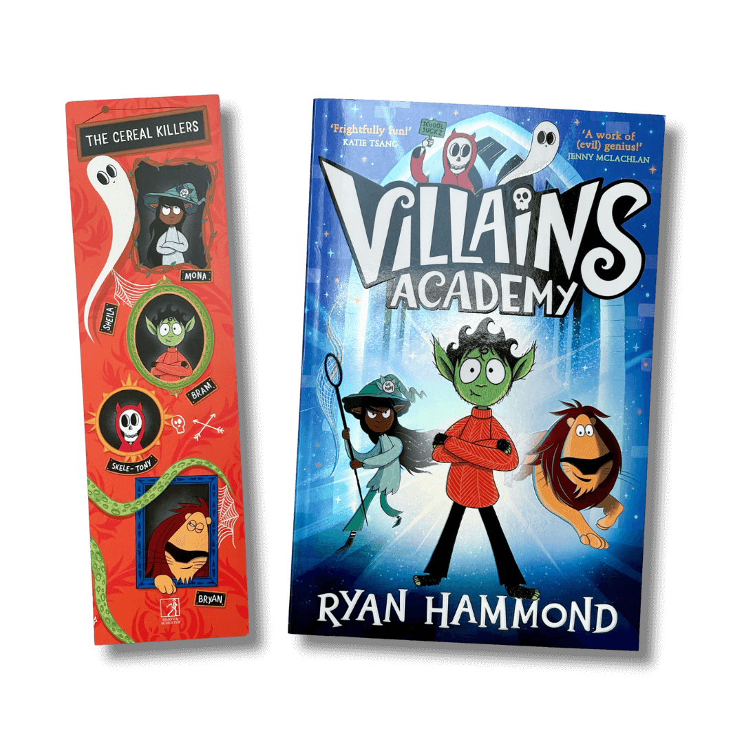 Villain's Academy by Ryan Hammond and an accompanying bookmark