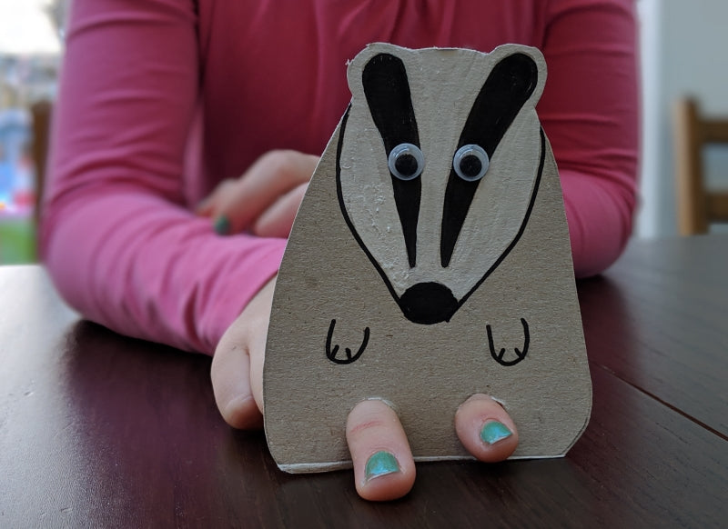 10 minute craft activity: make a badger puppet