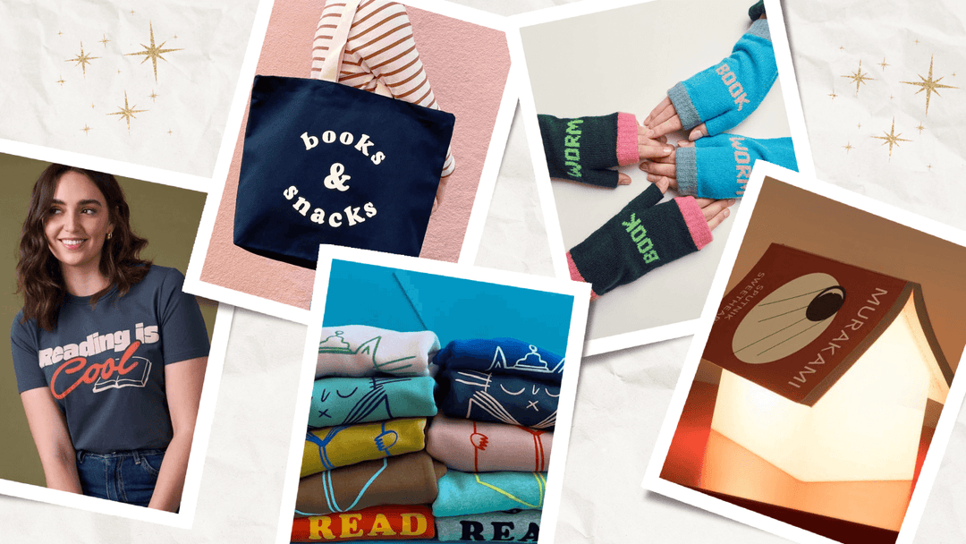 Collage of Christmas gifts for book lovers