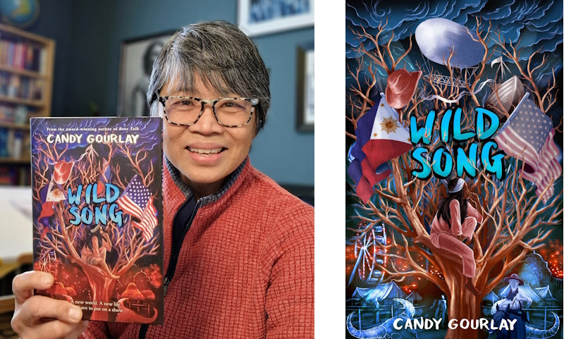Wild Song by Candy Gourlay. Book cover and author photo.
