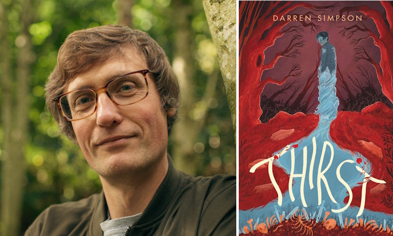 Thirst by Darren Simpson. Book cover and author photo.