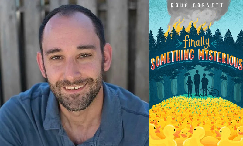 Finally Something Mysterious by Doug Cornett. Book cover and author photo.