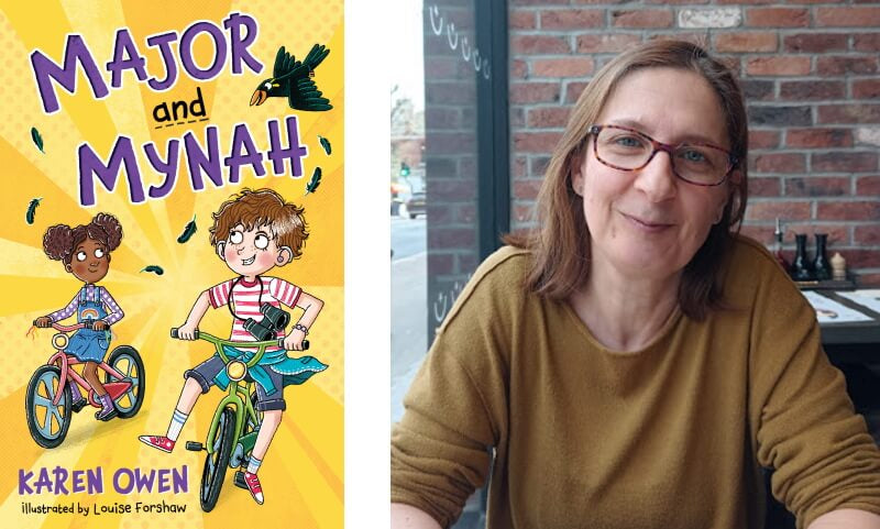 Major and Mynah by Karen Owen. Book cover and author photo.