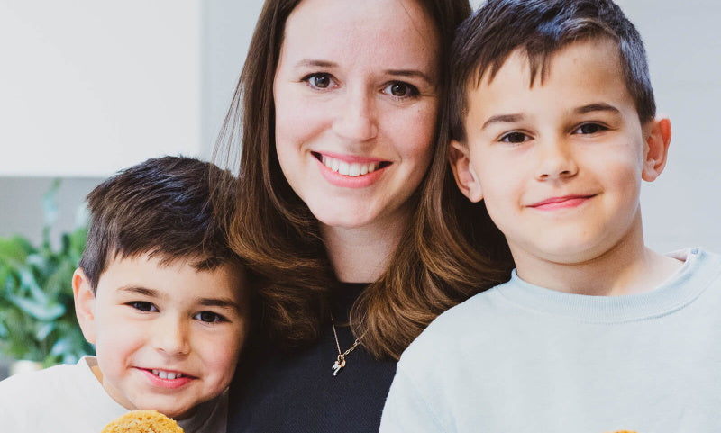 Marieke Syed, founder of SNACKZILLA, with her children