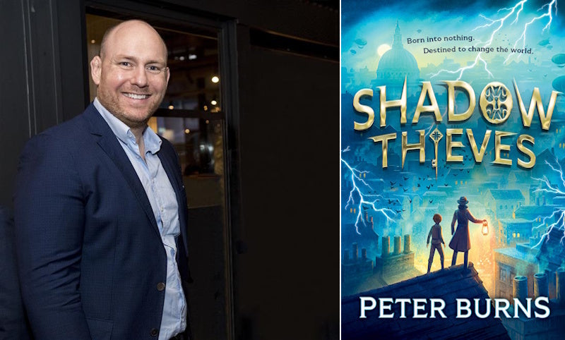 Shadow Thieves by Peter Burns. Book cover and author photo.