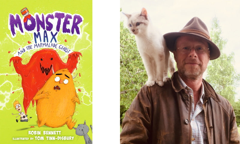 Monster Max and the Marmalade Ghost by Robin Bennet. Book cover and author photo.