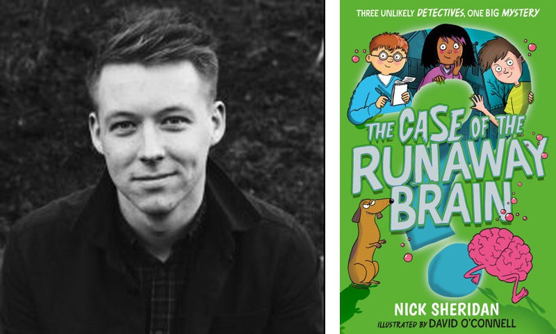 The Case of the Runaway Brain by Nick Sheridan. Book cover and author photo.