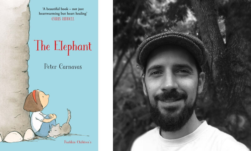 The Elephant by Peter Carnavas. Book cover and author photo.
