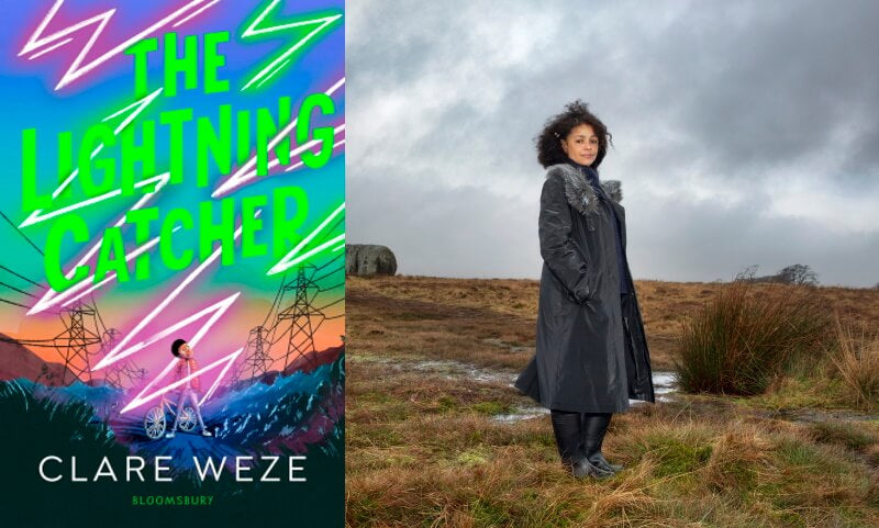 The Lightning Catcher by Clare Weze. Book cover and author photograph.