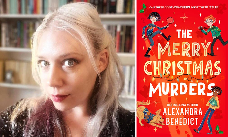 The Merry Christmas Murders by Alexandra Benedict. Book cover and author photo.