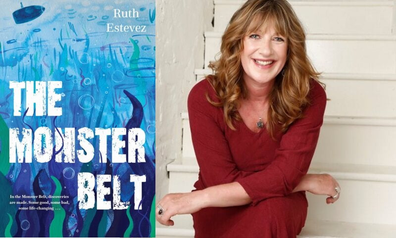 The Monster Belt by Ruth Estevez. Book cover and author photo.