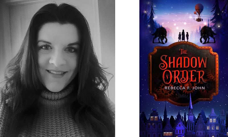 The Shadow Order by Rebecca F. John. Book cover and author photo.