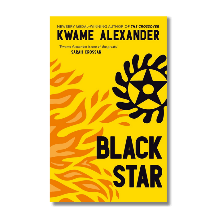 Book cover of 'Black Star' by Kwame Alexander with a yellow and orange design.
