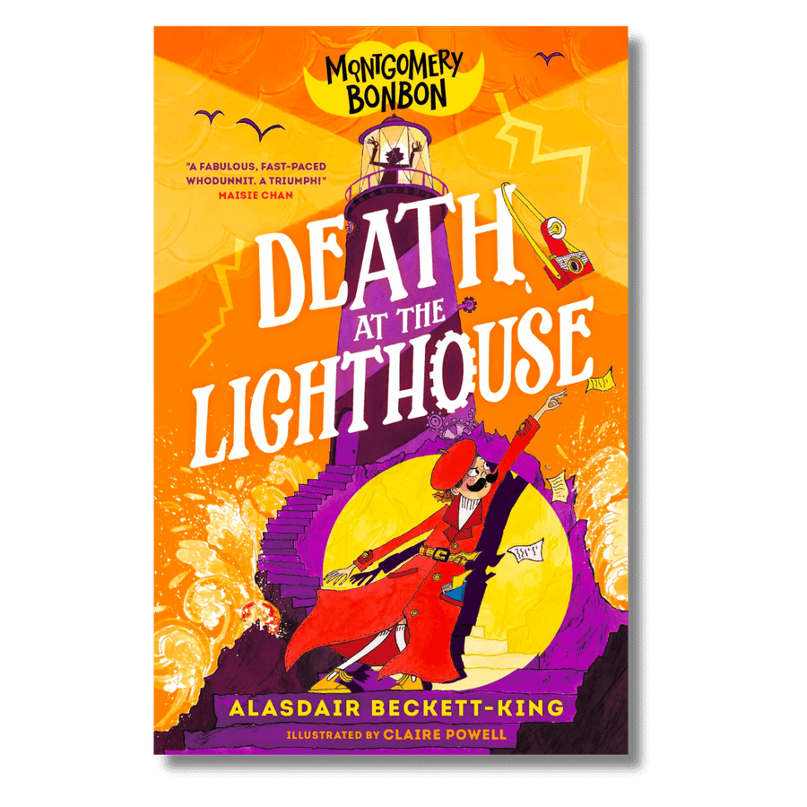 Cover of Death at the Lighthouse by Alasdair Beckett-King, second in the Montgomery Bonbon series