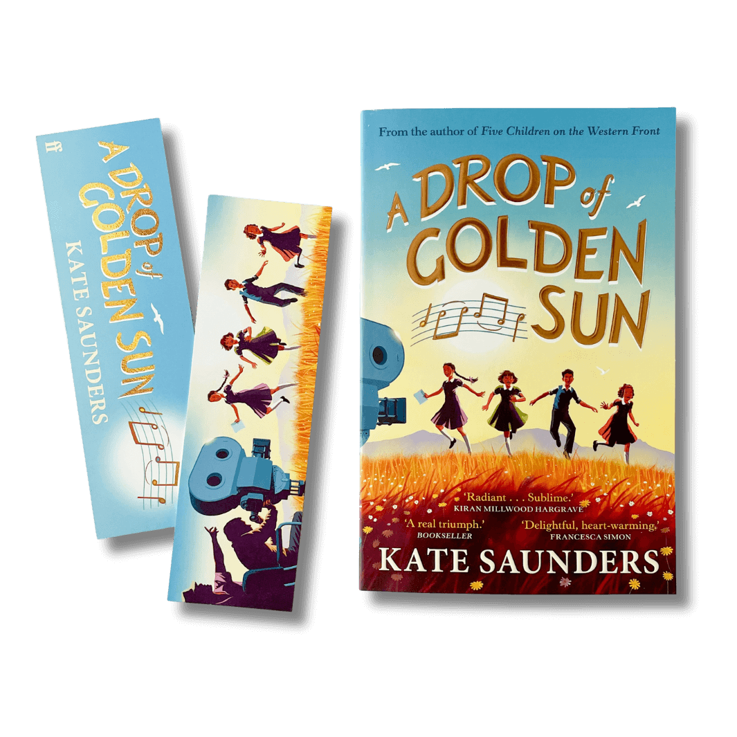 A Drop of Golden Sun by Kate Saunders with accompanying bookmark
