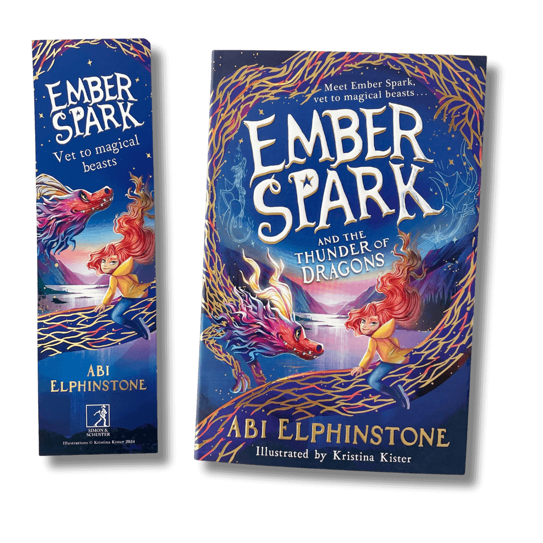Ember Spark and the Thunder of Dragons by Abi Elphinstone with accompanying bookmark