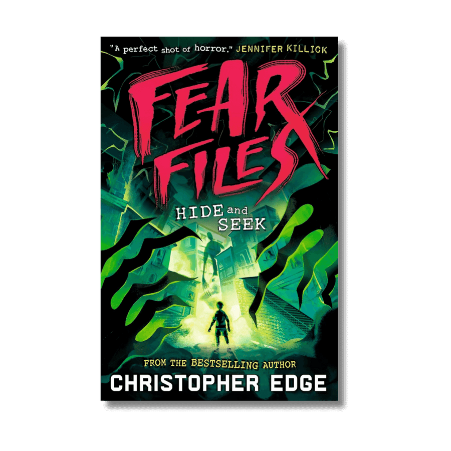 Book cover of 'Fear Files: Hide and Seek' by Christopher Edge with a dark background
