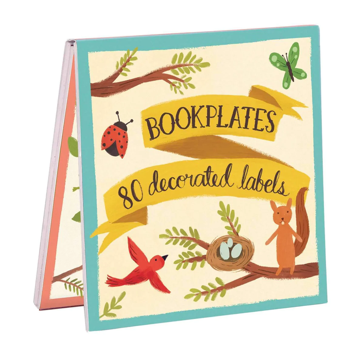 Booklet of square bookplates with cute animal illustrations, perfect for kids