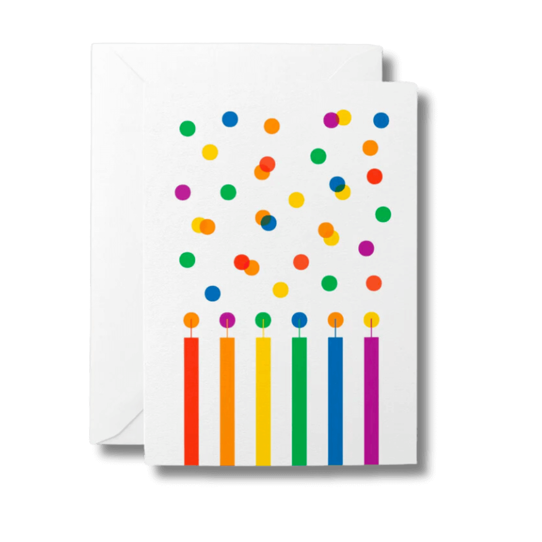 Greeting card  with colourful illustration of birthday candles