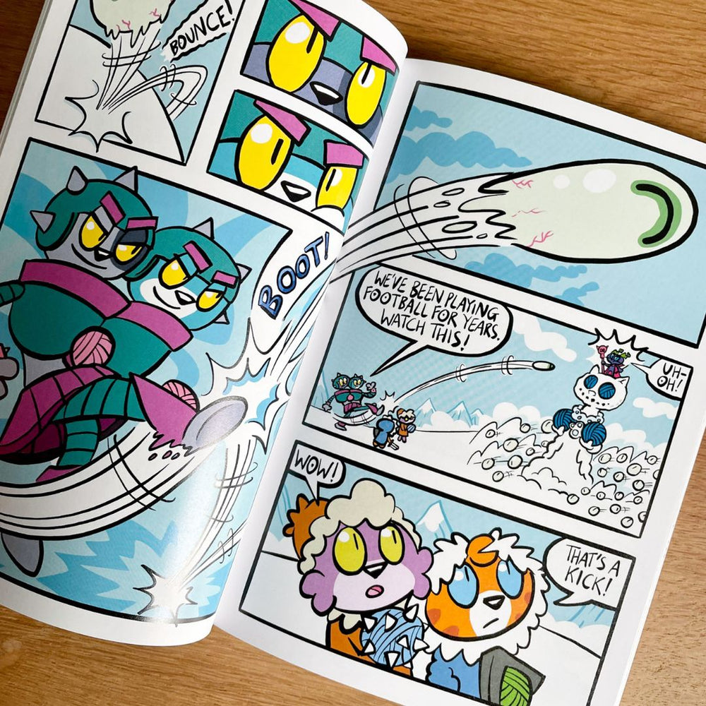 Inside view of the full colour, graphic novel illustrations in Kitty Quest: Sinister Sister by Phil Corbett