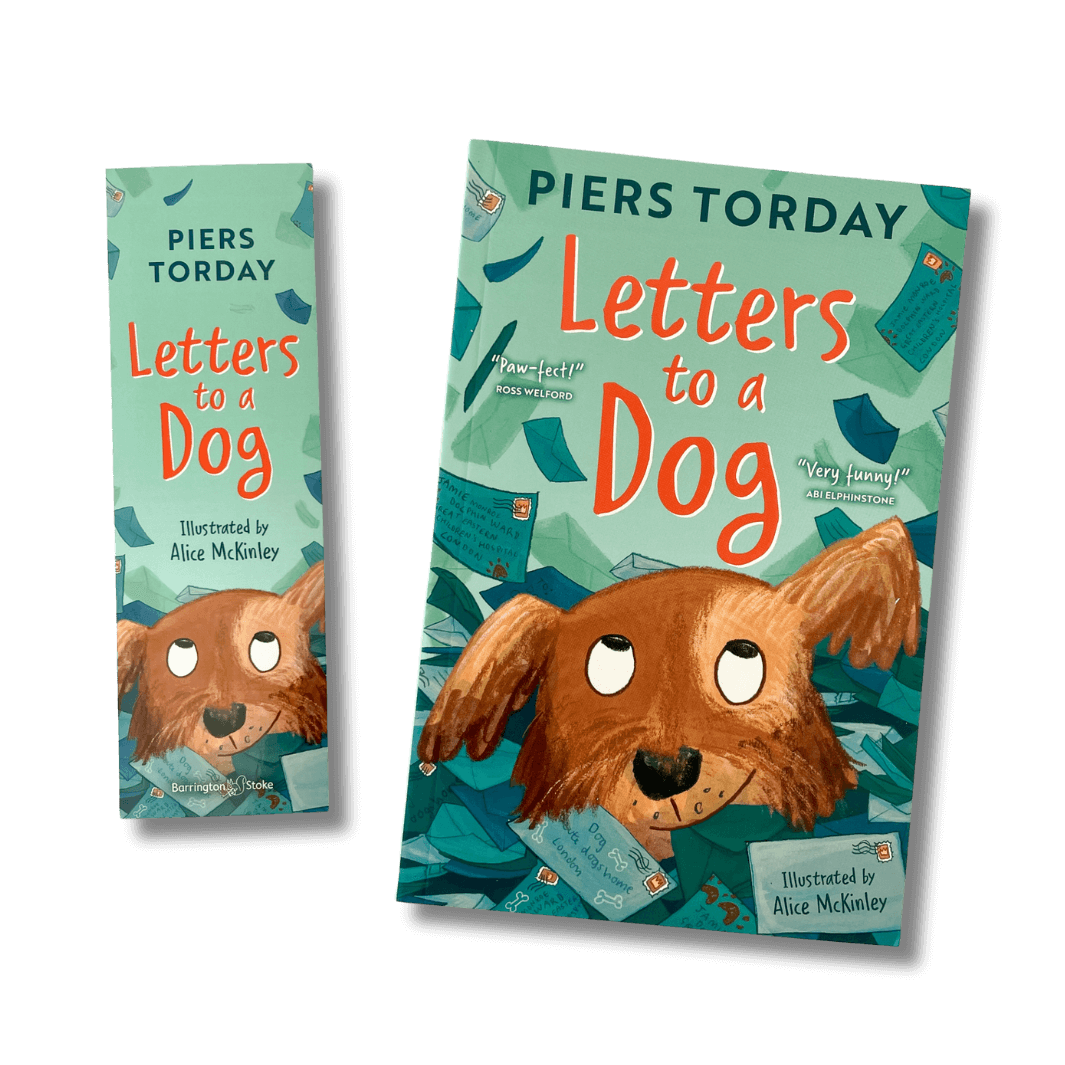 Cover of Letters to a Dog by Piers Torday with accompanying bookmark