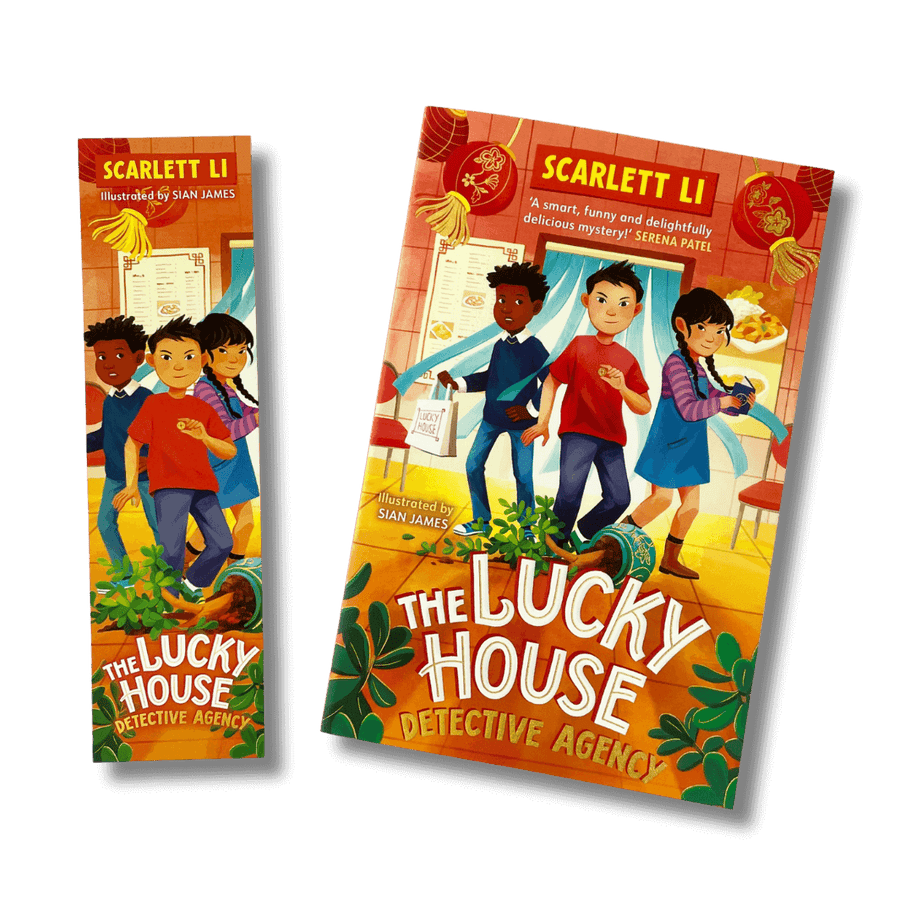 Cover of The Lucky House Detective Agency by Scarlett Li with accompanying bookmark