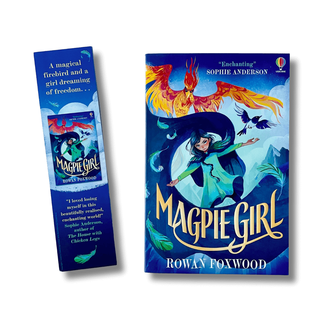 Cover of Magpie Girl by Rowan Foxwood with accompanying bookmark