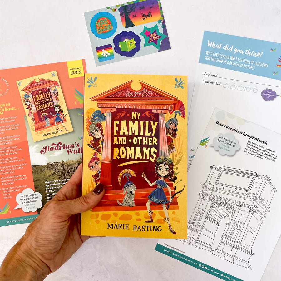 My Family and Other Romans by Marie Basting with activity pack and stickers
