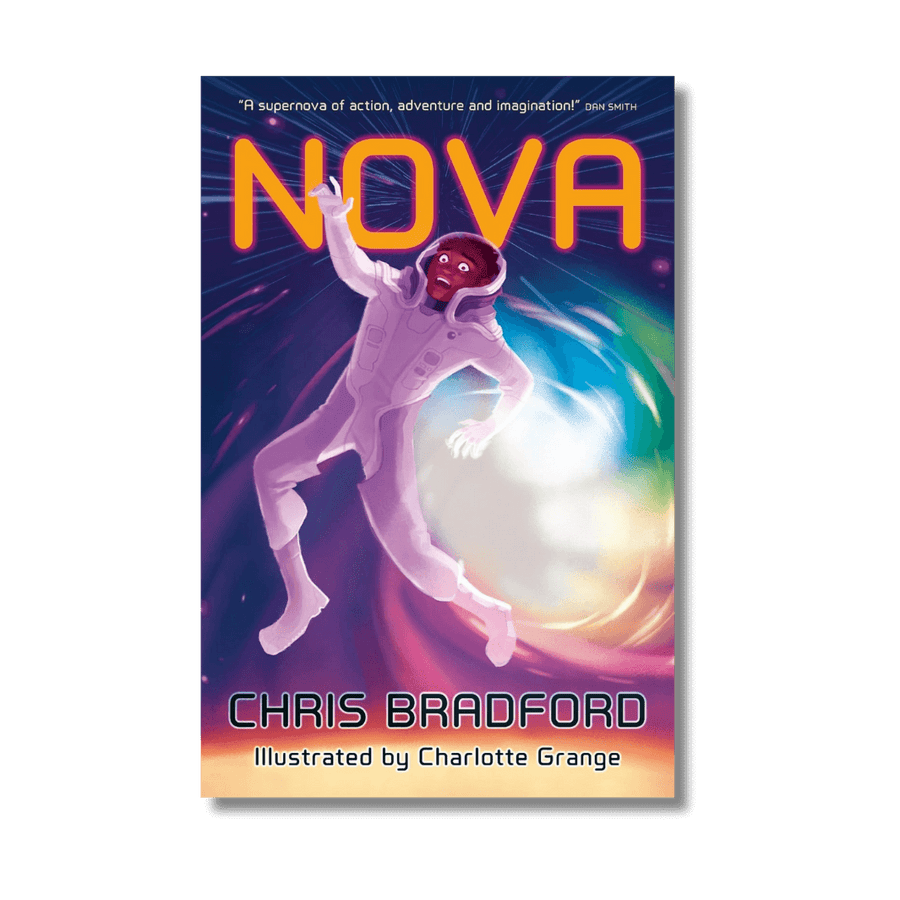 Book cover of 'Nova' by Chris Bradford with a space-themed illustration.