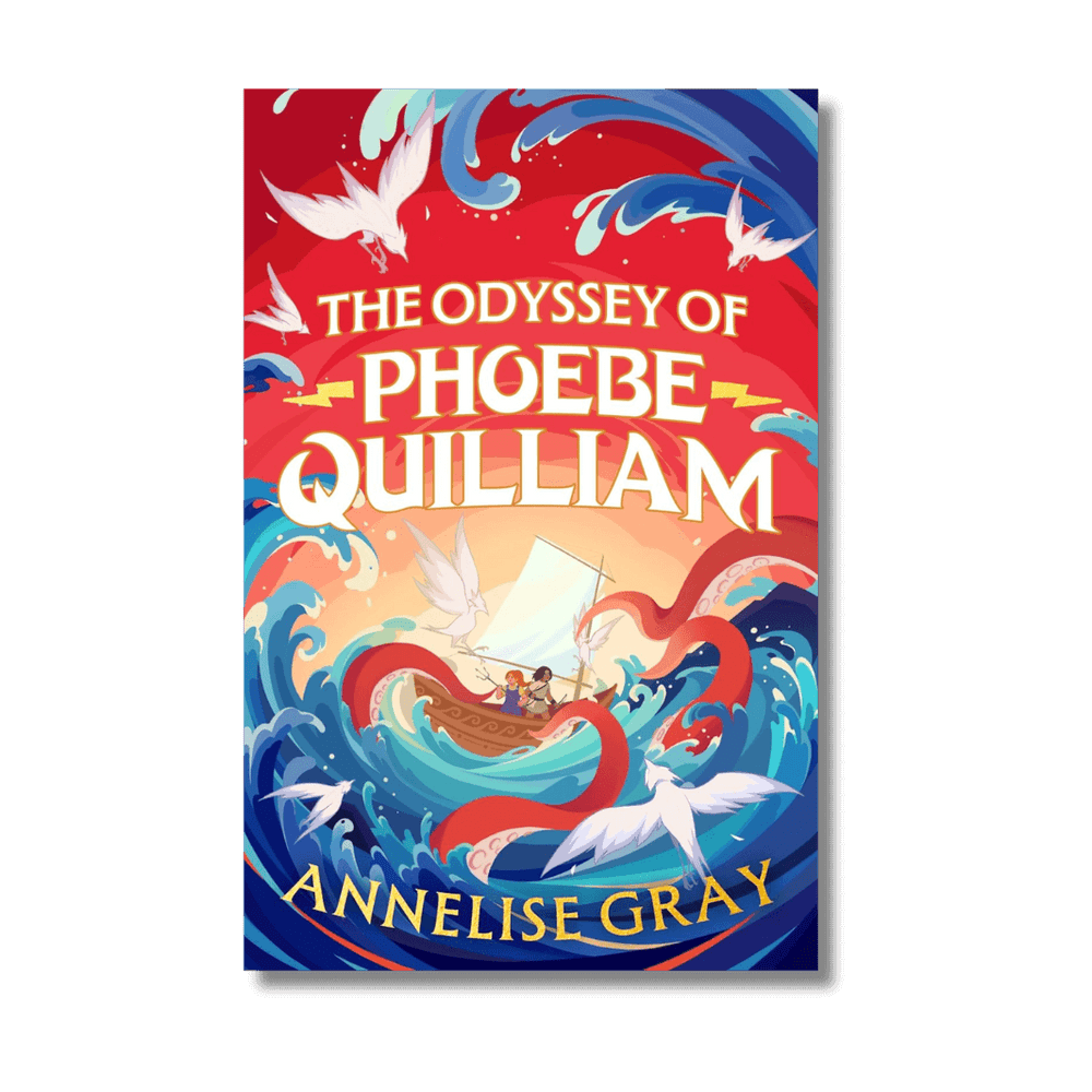 Book cover of 'The Odyssey of Phoebe Quilliam' by Annelise Gray with colorful design elements.