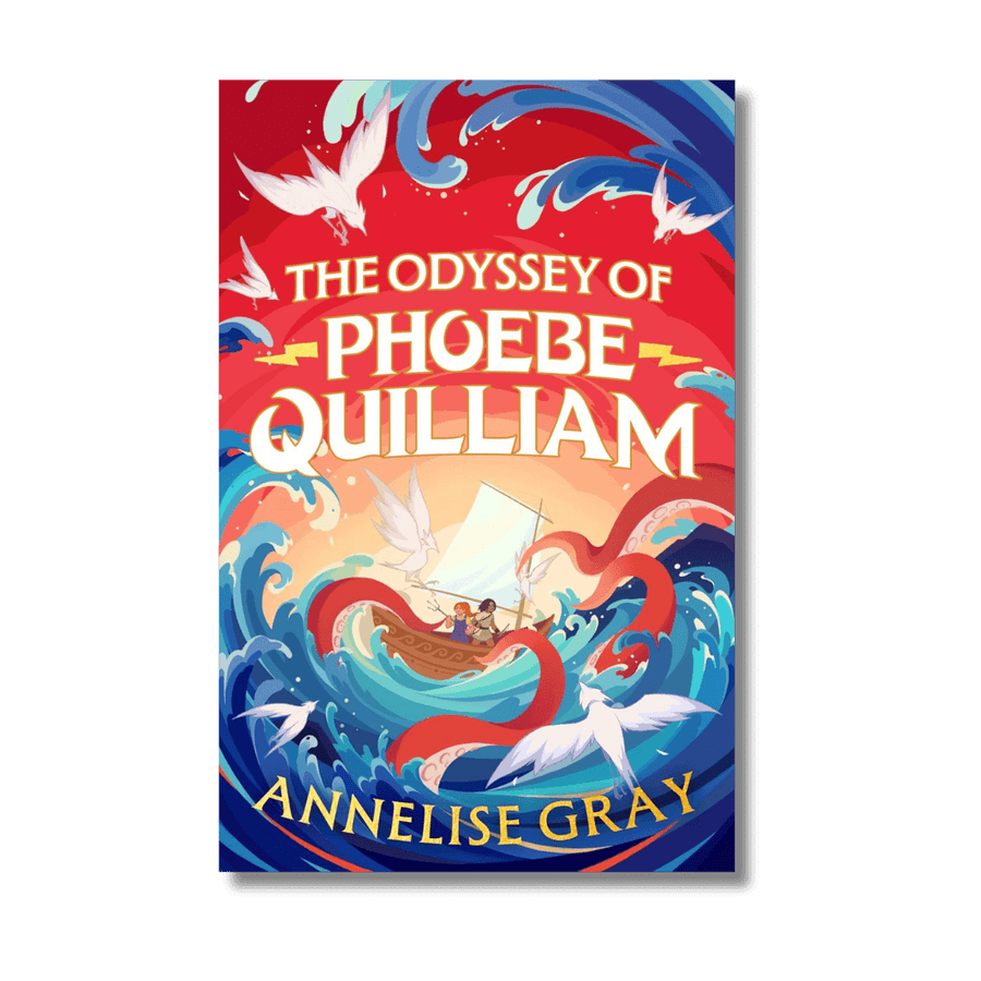 Book cover of 'The Odyssey of Phoebe Quilliam' by Annelise Gray with colorful design elements.