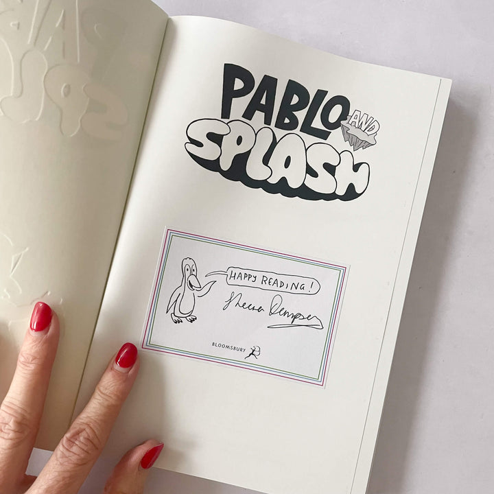 Pablo and Splash with a bookplate signed by Sheena Dempsey