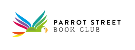 Parrot Street Book Club logo including a flying parrot in the shape of a book