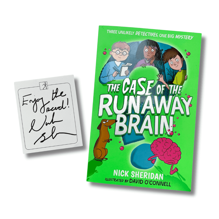 The Case of the Runaway Brain by Nick Sheridan with a bookplate signed by the author