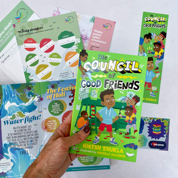 The Council of Good Friends by Nikesh Shukla with activity pack, stickers and bookmark