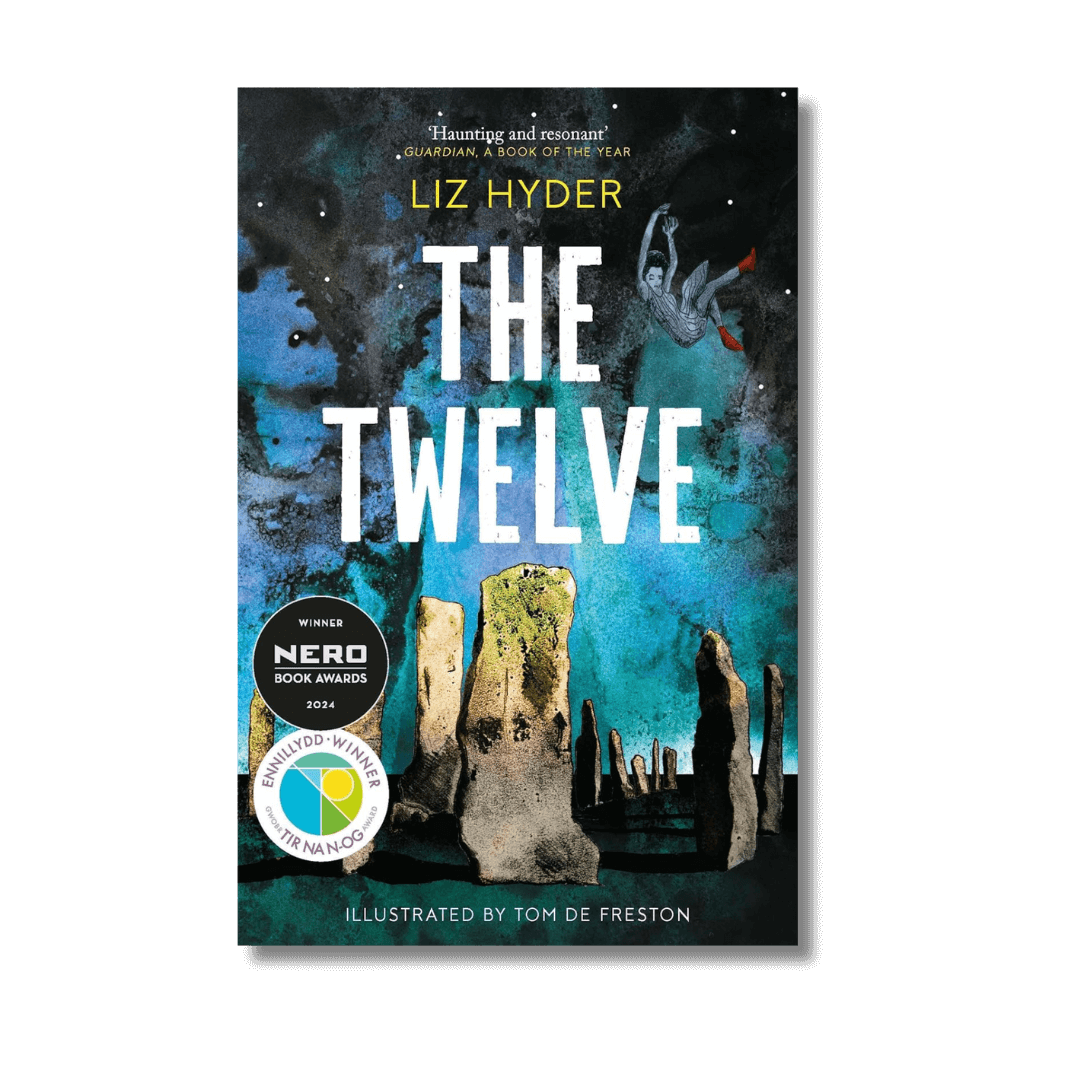 Book cover of 'The Twelve' by Liz Hyder with illustrations and text on a dark background