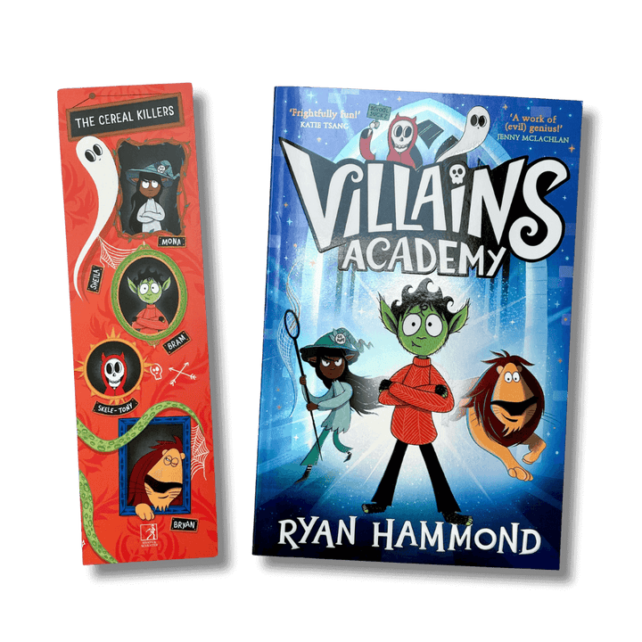 Villain's Academy by Ryan Hammond and an accompanying bookmark