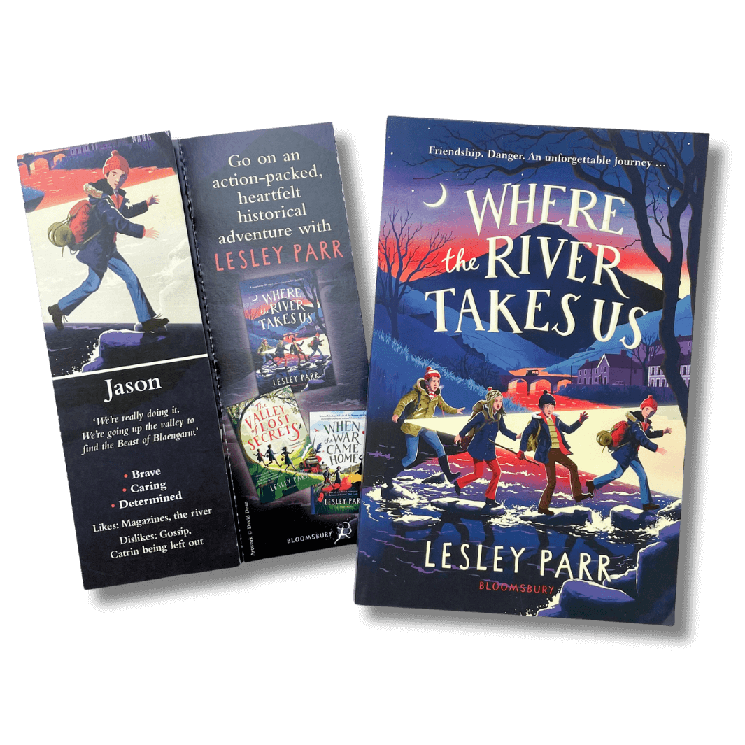 Where the River Takes Us by Lesley Parr and an accompanying bookmark