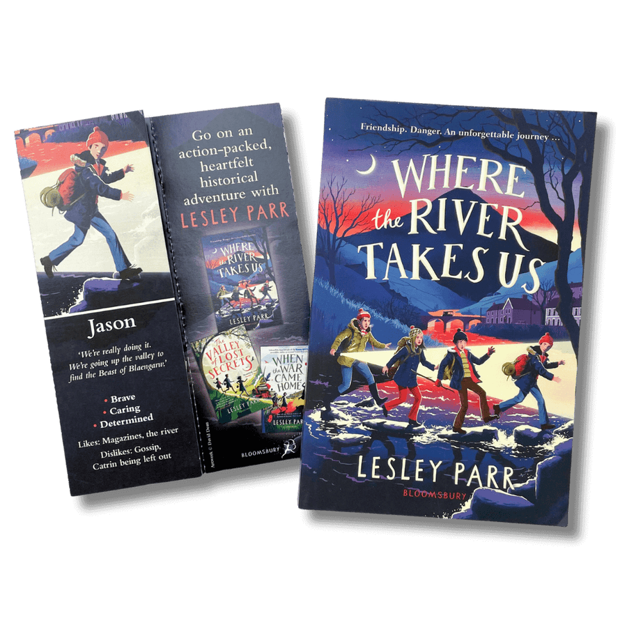 Where the River Takes Us by Lesley Parr and an accompanying bookmark