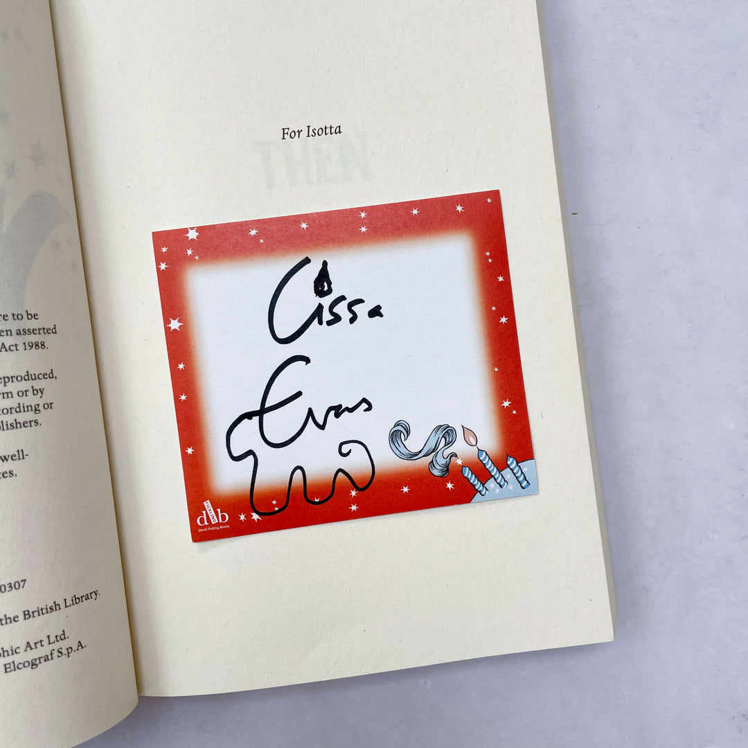 Bookplate signed by Lissa Evans (author) inside an open copy of Wished