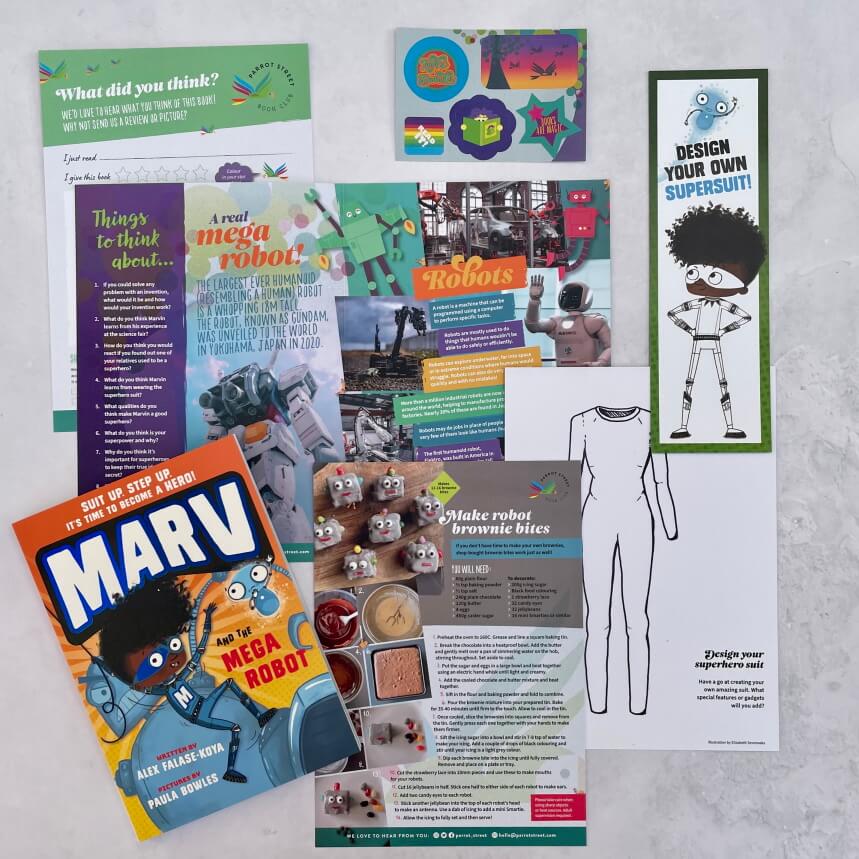Marv and the Mega Robot chapter book and activity pack